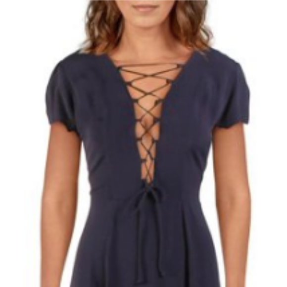 REVOLVE Privacy Please Phillips Lace Up Mini Dress in Navy, M  NWT - Picture 1 of 8